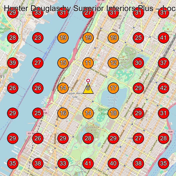 Hunter Douglas by Superior Interiors Plus GeoGrid visibility map for Repair Service in None